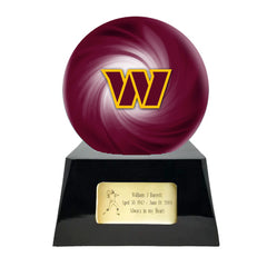 Football Cremation Urn with Optional Washington Commanders Ball Decor and Custom Metal Plaque