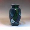 Image of Abstract Blue and Green Hand Painted Urn