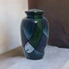 Image of Abstract Blue and Green Hand Painted Urn