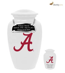 White Alabama Crimson Tide Collegiate Football Cremation Urn with Red