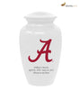 Image of White Alabama Crimson Tide Collegiate Football Cremation Urn with Red  "A",  Sports Urn - Divinity Urns