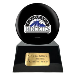 Baseball Cremation Urn with Optional Colorado Rockies Ball Decor and Custom Metal Plaque -  product_seo_description -  Baseball -  Divinity Urns.