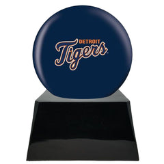 Baseball Cremation Urn with Optional Detroit Tigers Ball Decor and Custom Metal Plaque