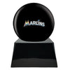 Image of Baseball Cremation Urn with Optional Miami Marlins Ball Decor and Custom Metal Plaque - product_seo_description - Sports Urn - Divinity Urns.