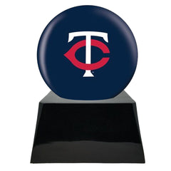 Baseball Cremation Urn with Optional Minnesota Twins Ball Decor and Custom Metal Plaque