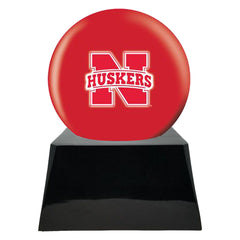 Football Cremation Urn with Optional Nebraska Cornhuskers Ball Decor and Custom Metal Plaque