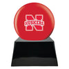 Image of Football Cremation Urn with Optional Nebraska Cornhuskers Ball Decor and Custom Metal Plaque -  product_seo_description -  Football Team Urns -  Divinity Urns.
