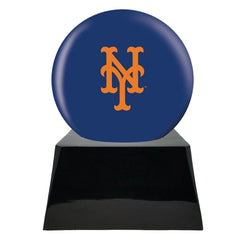 Baseball Cremation Urn with Optional New York Mets Ball Decor and Custom Metal Plaque