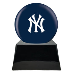 Baseball Cremation Urn with Optional New York Yankees Ball Decor and Custom Metal Plaque