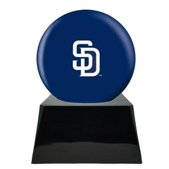 Baseball Cremation Urn with Optional San Diego Padres Ball Decor and Custom Metal Plaque