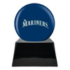 Image of Baseball Cremation Urn with Optional Seattle Mariners Ball Decor and Custom Metal Plaque - product_seo_description - Sports Urn - Divinity Urns.