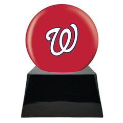 Baseball Cremation Urn with Optional Washington Nationals Ball Decor and Custom Metal Plaque
