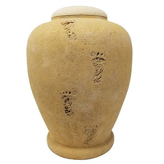 Beige Footprint Biodegradable Sand Urn -  product_seo_description -  Biodegradable Urn -  Divinity Urns.