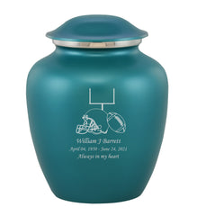Grace Football Custom Engraved Adult Cremation Urn for Ashes in Teal,  Grace Urns - Divinity Urns