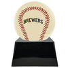 Image of Baseball Cremation Urn with Optional Ivory Milwaukee Brewers Ball Decor and Custom Metal Plaque -  product_seo_description -  Baseball -  Divinity Urns.