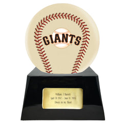 Baseball Cremation Urn with Optional Ivory San Francisco Giants Ball Decor and Custom Metal Plaque -  product_seo_description -  Baseball -  Divinity Urns.