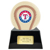 Image of Baseball Cremation Urn with Optional Ivory Texas Rangers Ball Decor and Custom Metal Plaque -  product_seo_description -  Baseball -  Divinity Urns.