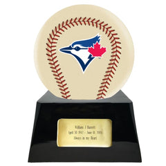 Baseball Cremation Urn with Optional Ivory Toronto Blue Jays Ball Decor and Custom Metal Plaque -  product_seo_description -  Baseball -  Divinity Urns.