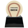 Image of Baseball Cremation Urn with Optional Ivory Chicago White Sox Ball Decor and Custom Metal Plaque -  product_seo_description -  Baseball -  Divinity Urns.
