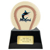 Image of Baseball Cremation Urn with Optional Ivory Miami Marlins Ball Decor and Custom Metal Plaque -  product_seo_description -  Baseball -  Divinity Urns.