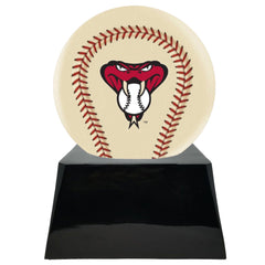 Baseball Cremation Urn with Optional Ivory Arizona Diamondbacks Ball Decor and Custom Metal Plaque