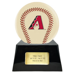 Baseball Cremation Urn with Optional Ivory Arizona Diamondbacks Ball Decor and Custom Metal Plaque -  product_seo_description -  Baseball -  Divinity Urns.