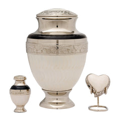 Elegant Pearl White Brass Cremation Urn -  product_seo_description -  Brass Urn -  Divinity Urns.