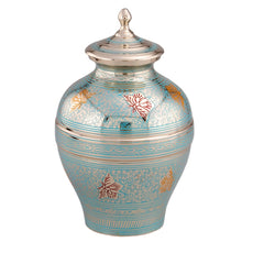 Blue Decorative Butterfly Brass Cremation Urn