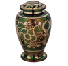 Image of Floral Emerald Green Brass Cremation Urn - product_seo_description - Brass Urn - Divinity Urns.