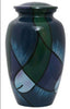 Image of Abstract Blue and Green Hand Painted Cremation Urn - Adult Urn