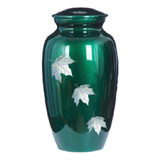 Mother of Pearl Falling Leaf on Green -  product_seo_description -  mother of pearl urn -  Divinity Urns.