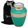 Image of Classic Avalon Cremation Urn with Silver Sunflower Bands (Teal) -  product_seo_description -  Adult Urn -  Divinity Urns.