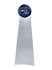 Championship Trophy Cremation Urn with Optional Football and Denver Broncos Ball Decor and Custom Metal Plaque