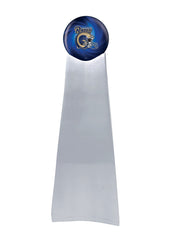 Championship Trophy Cremation Urn with Optional Football and Los Angeles Rams Ball Decor and Custom Metal Plaque