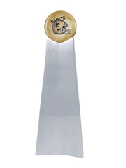 Championship Trophy Cremation Urn with Optional Football and New Orleans Saints Ball Decor and Custom Metal Plaque