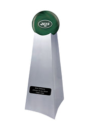 Championship Trophy Cremation Urn with Optional Football and New York Jets Ball Decor and Custom Metal Plaque - Divinity Urns