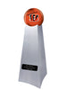 Image of Championship Trophy Cremation Urn with Optional Football and Cincinnati Bengals Ball Decor and Custom Metal Plaque - Divinity Urns