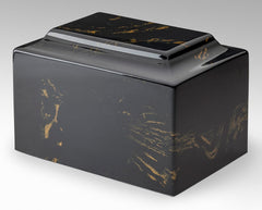 Black & Gold Deluxe Cultured Marble Cremation Urn - Divinity Urns