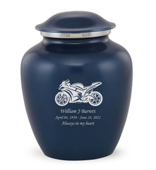 Grace Sports Bike Custom Engraved Adult Cremation Urn for in Blue,  Grace Urns - Divinity Urns