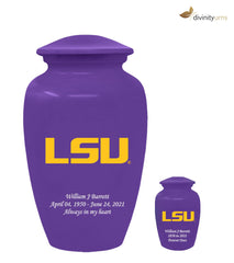 Purple Louisiana State University Tigers Memorial Cremation Urn,  Sports Urn - Divinity Urns
