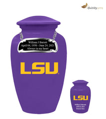 Purple Louisiana State University Tigers Memorial Cremation Urn