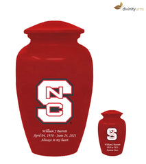 Red North Carolina State Wolfpack Collegiate Cremation Urn,  Sports Urn - Divinity Urns