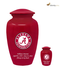 Red Alabama Crimson Tide Collegiate Football Cremation Urn with Seal Logo,  Sports Urn - Divinity Urns