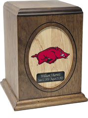 University of Arkansas Razorbacks Wooden Memorial Cremation Urn - Divinity Urns