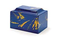 Blue & Gold Deluxe Cultured Marble Cremation Urn - Divinity Urns