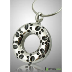 Circular Paw Print Keepsake Cremation Pendant -  product_seo_description -  Memorial Urns -  Divinity Urns.
