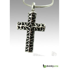 Curvy Cross Stainless Steel Cremation Keepsake Pendant -  product_seo_description -  Memorial Urns -  Divinity Urns.