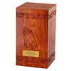 Image of Solid Rosewood Cremation Urn with Hand Carved Praying Hand - product_seo_description - Adult Urn - Divinity Urns.