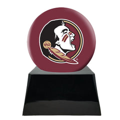 Image of Football Cremation Urn with Optional Florida State Seminoles  Ball Decor and Custom Metal Plaque
