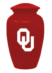 Red Oklahoma Sooners Collegiate Football Cremation Urn
